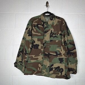 Vintage US Army BDU Woodland Camo Jacket Medium Short Ripstop 1990s No Tag